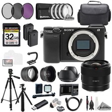 Sony Alpha a6400  Sony E 11mm f/1.8 Lens 32GB Ext Bat 9 PC Filtr-MEGA Kit