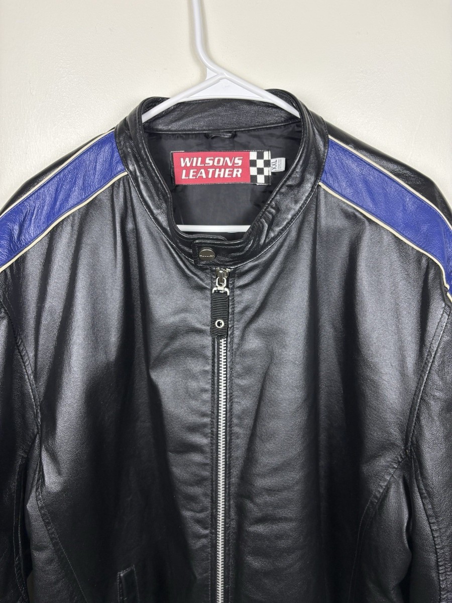 Wilsons Leather M. Julian Jacket Mens XXL Black Blue Full Zip
