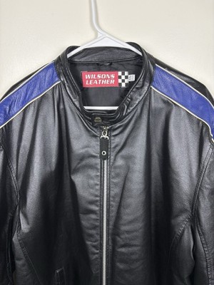 Wilsons Leather M. Julian Jacket Mens XXL Black Blue Full Zip