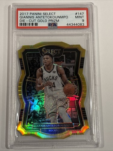 2017 Panini Select - GIANNIS ANTETOKOUNMPO DIECUT GOLD PRIZM PSA 9 POP 2! RARE!