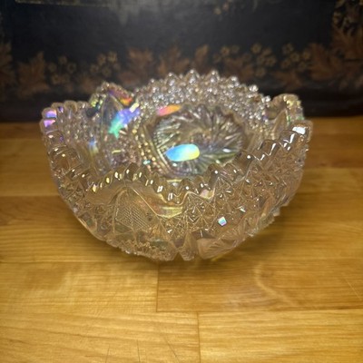 vintage L.E. Smith ''Comet in the Stars'' carnival glass bowl 7.5 