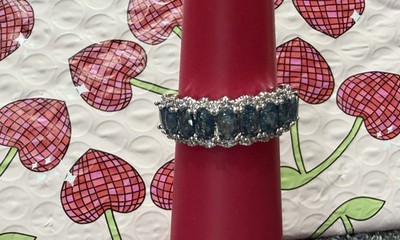Bomb Party Lab London BlueSapphireIceCrystal RhodiumSz 8 Budding Summer Romance