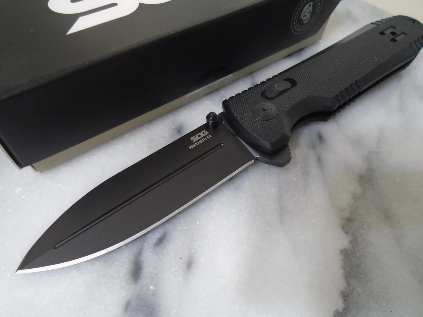 SOG Pentagon XR Blackout Ball Bearing Pivot Pocket Knife Dual Edge Tip 12610157 image 8