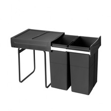 Poubelle de tri sélectif Recycle pour cuisine -2 x 25L - noir EMUCA