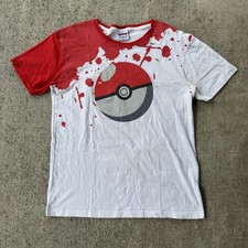 RARE Vintage 90s Nintendo Cychris Pokemon Pokeball Splatter T Shirt Youth Large