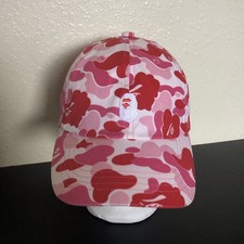 Bape ABC Camo Ape Head Panel Hat Cap Pink Whi...