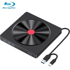 External Blu-ray Drive, USB 3.0 & Type-C BD Reader, DVD/CD Burner – Portable Blu