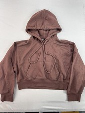 Zara Women s Cropped Brown Hooded Sweatshirt Size Large Hoodie Soft