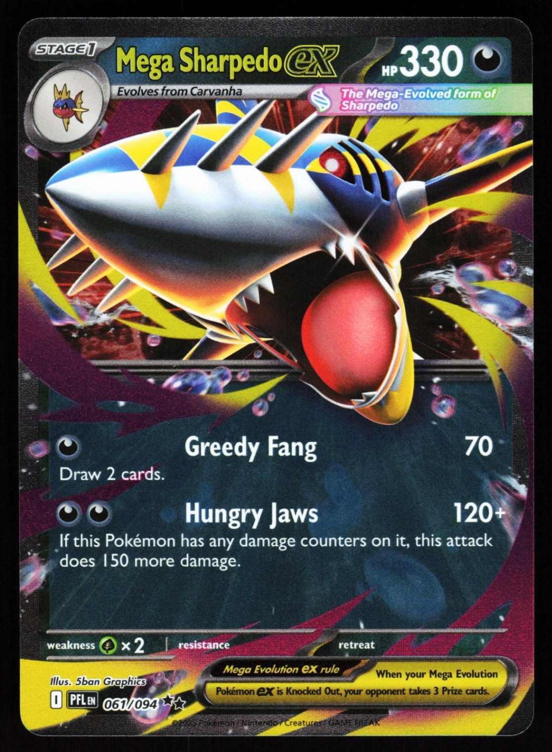 Mega Sharpedo ex Double Rare ME02: Phantasmal Flames 061/094 NM