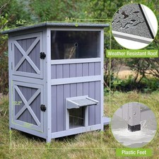 Outdoor Feral Cat House Outside Kitten Shelter 2 Story Cat Catio Enclosure