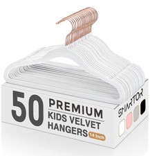 Smartor Kids Velvet Hangers 50 Pack, 14 Inch Premium Non 14 inch-50P, White