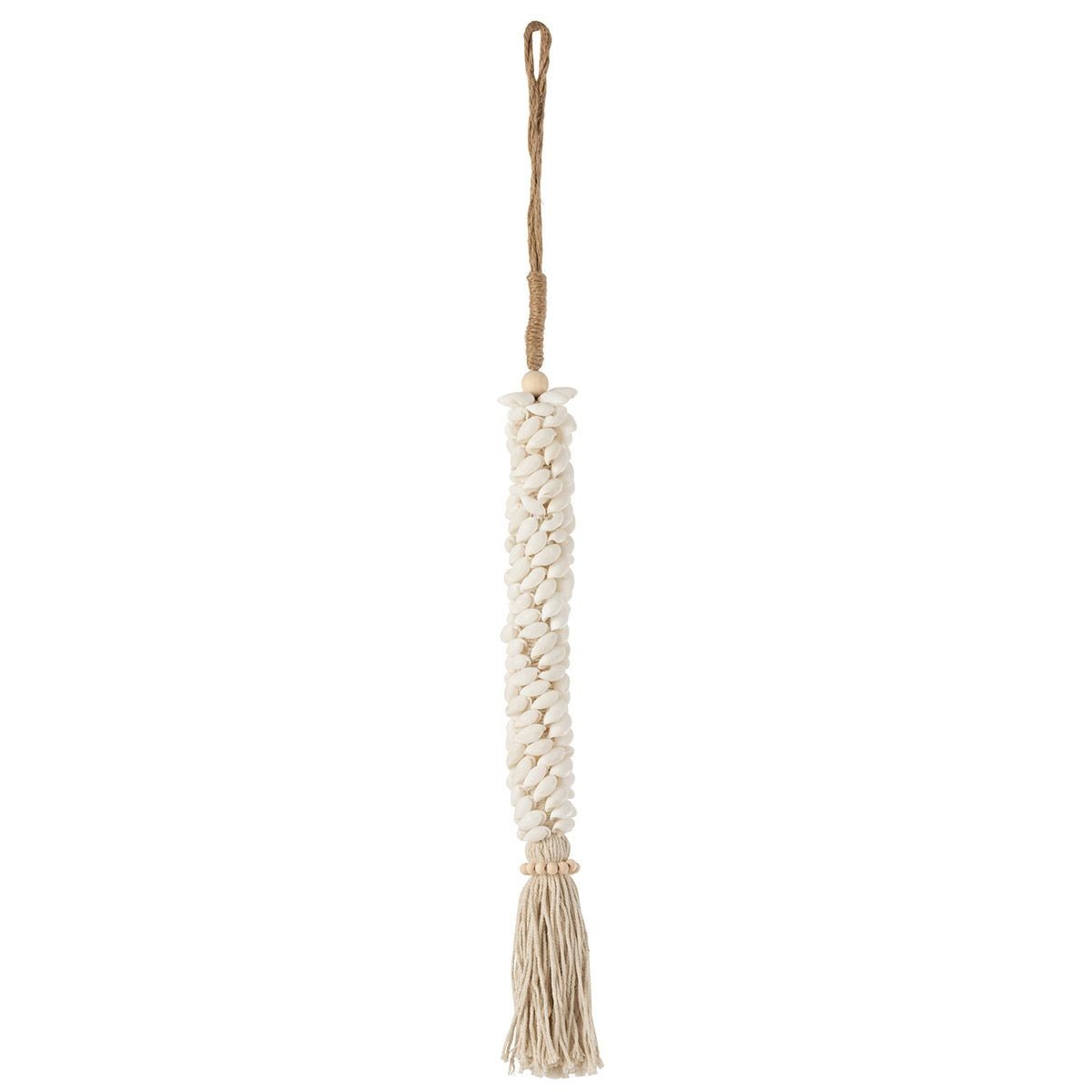 Suspension en corde Coquillages artisanale 60cm en fibres naturelles de jute