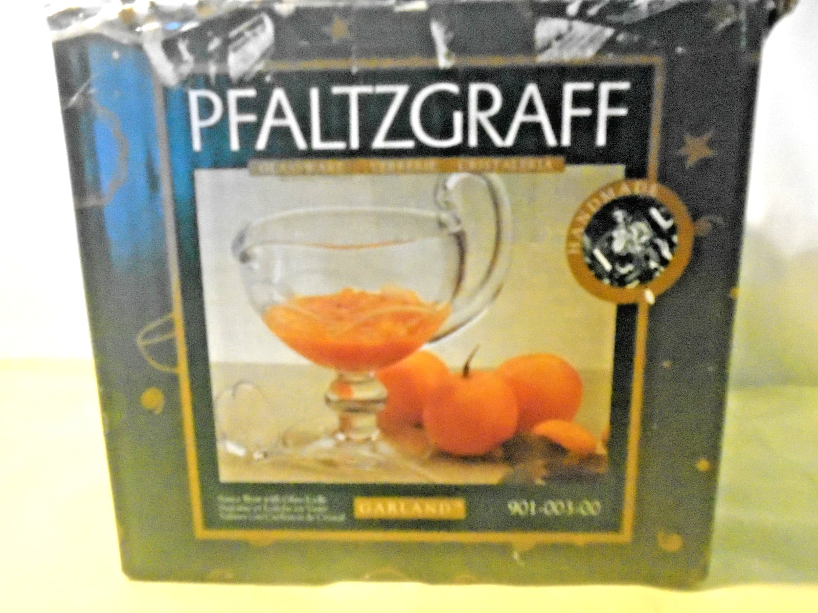 Vintage 1996 Pfaltzgraff Clear Glass Sauce Boat w/Ladle in Original Box