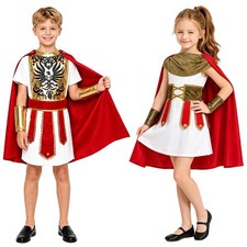 Kids Roman Soldier Warrior Gladiator Costume Fancy Dress Outfits Performance