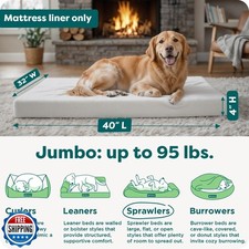 FurHaven Dog Bed Liner for Large Dogs, Water-Resistant Foam Protector with Qu...