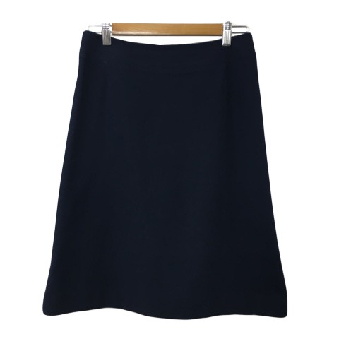 Trapezoid Knee-Length Navy Skirt for Women Size 38 Classic Plain Style