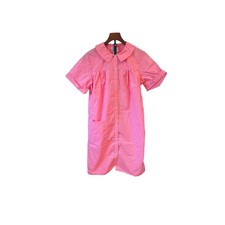 Vtg 60s Sears Koffee Kasual Pink Cotton Duster House Dress Peter Pan Collar M