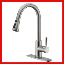 Brushed Nickel Pull-Out Kitchen Faucet with 360  Swivel  Multi-Function Spray