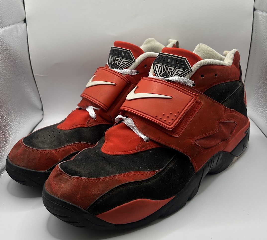 Size 13 Nike Air Diamond Turf Challenge Red Black for sale