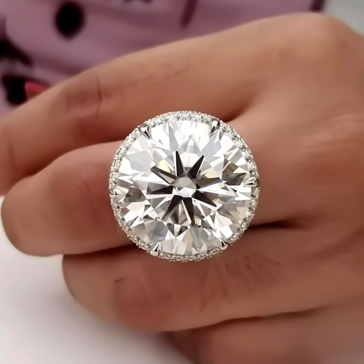 20 Ct Certified White Diamond Solitaire Ring in 925 Silver Gift for Dad