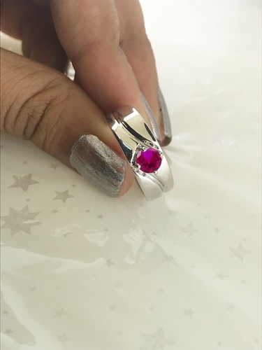 Deal! 14K Gold 0.45 Ct Round Cut Pink Ruby Solitaire Wedding Womens Band Ring - Picture 8 of 12