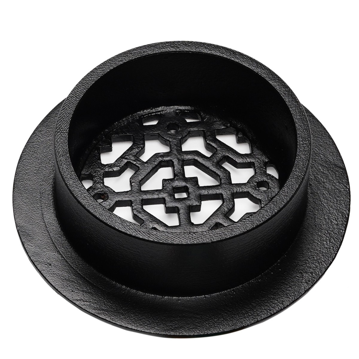 Achtek 4.5" Solid Cast Aluminum Round Duct Grille – 6" Overall Face, Powder Coated Black, Fine Grain Matte, Rust-Free, No Floor Holes