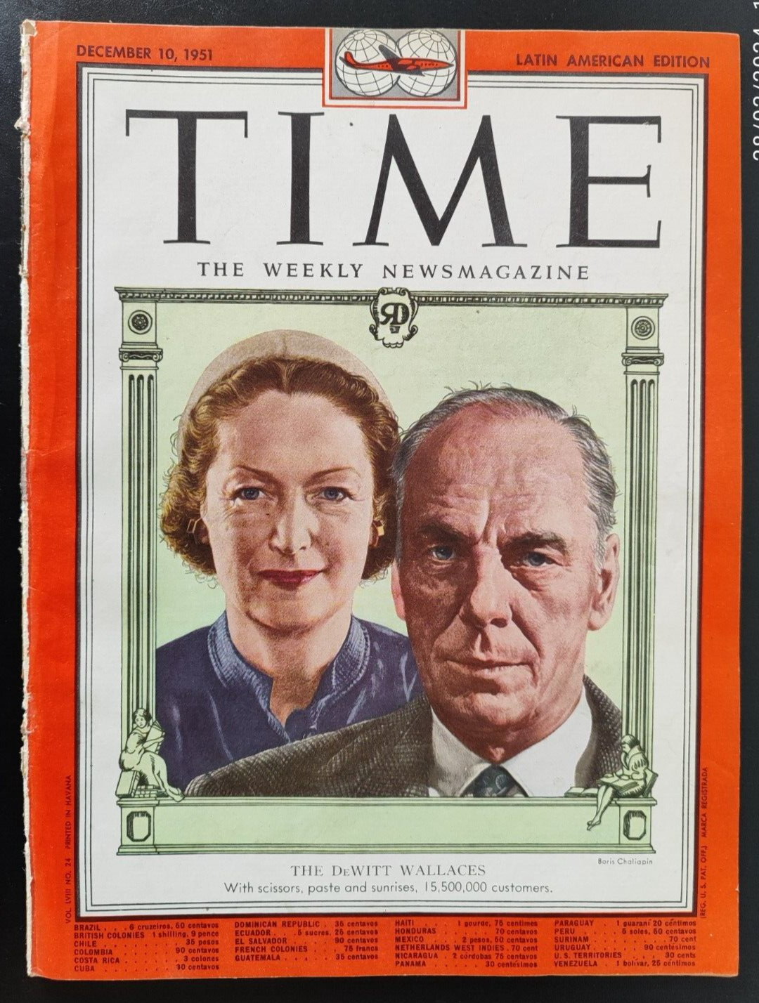 William Roy Dewitt Wallace and Lila Bell Magazine Time 1951 December 10