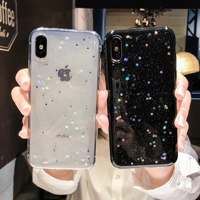 Glitter Bling Stars Clear Soft Rubber Case Cover For Iphone 11 Pro