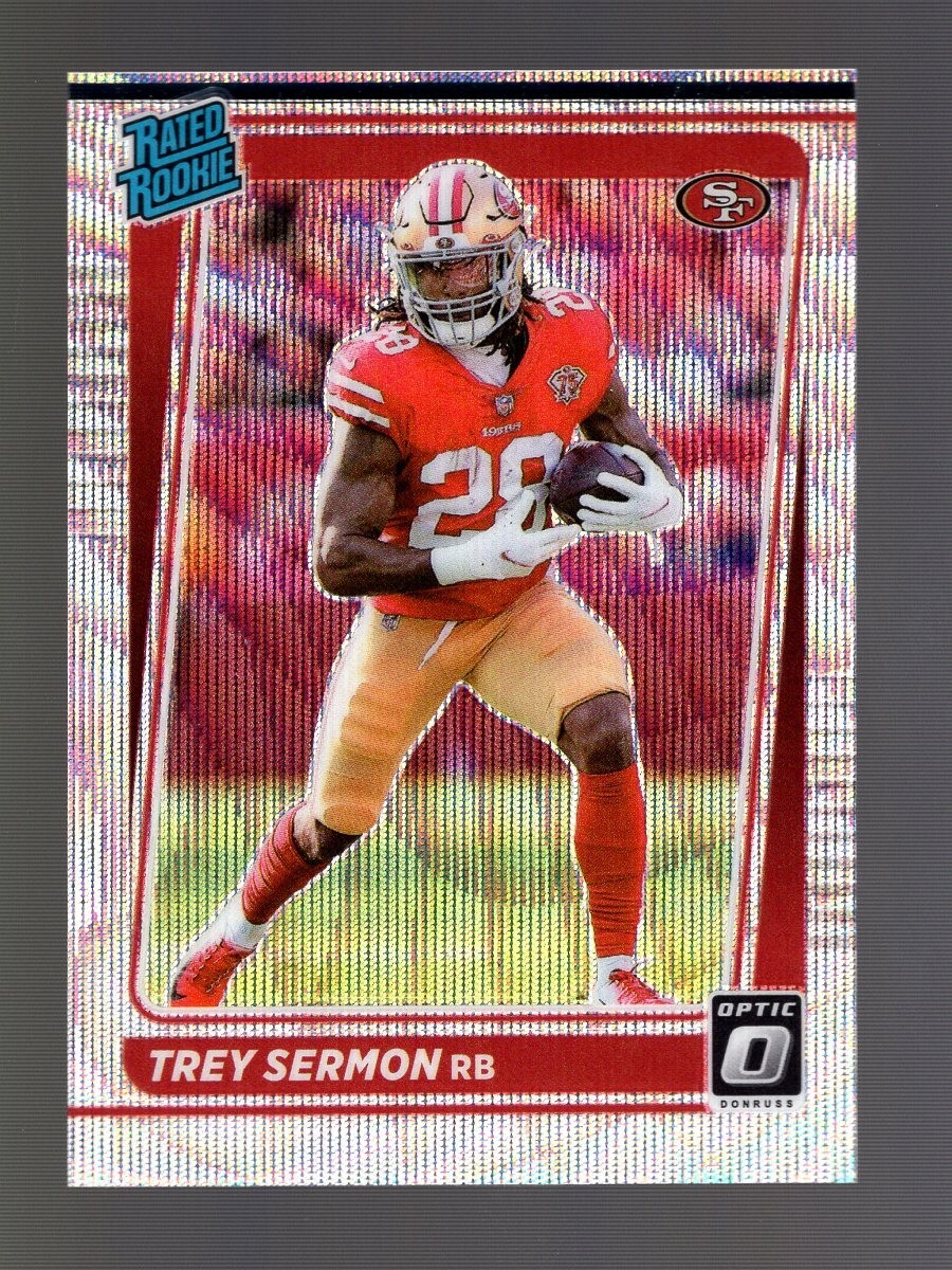 2021 OPTIC PREMIUM BOX SET WAVE PRIZM #224 TREY SERMON RC /299 EAGLES W/LINE