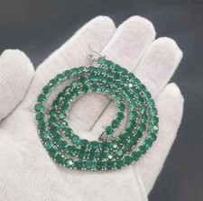 18Ct Round Simulated Green Emerald Women Tennis Necklace 14K Wh Gold Plated 18"A