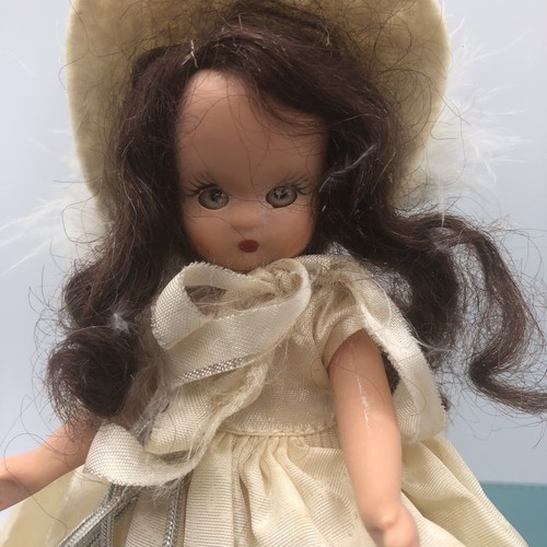 Vintage Storybook Doll Brunette With Feather Hat Needs Tlc - Picture 7 of 11