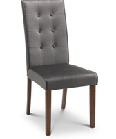 Dining chairs (set of 2). Upholstered in grey velvet.