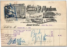 1914 Jersey City, NJ Letterhead James P. Meehan Sanitary Plumbing & Heating