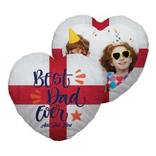Personalised Heart Cushion England Best Dad Ever Design Fathers Day Gift