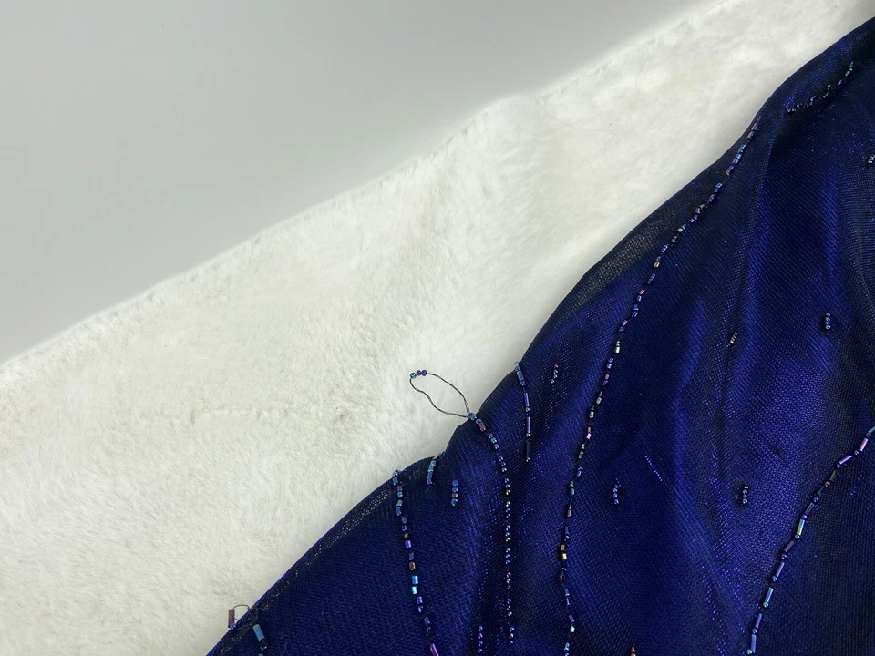 Vestido de noche para mujer La Femme azul marino Tool talla US 16 cuentas Trail Foto 4 de 4