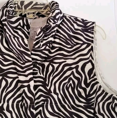 Liz Claiborne Zebra Animal Stripe Print Quilt Puffer Vest Activewear Medium NWT - Picture 11 of 12