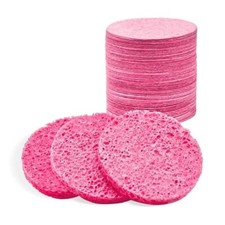 50-Count Facial Sponges, Compressed Natural Cellulose, Pink, Round Shape, Face C