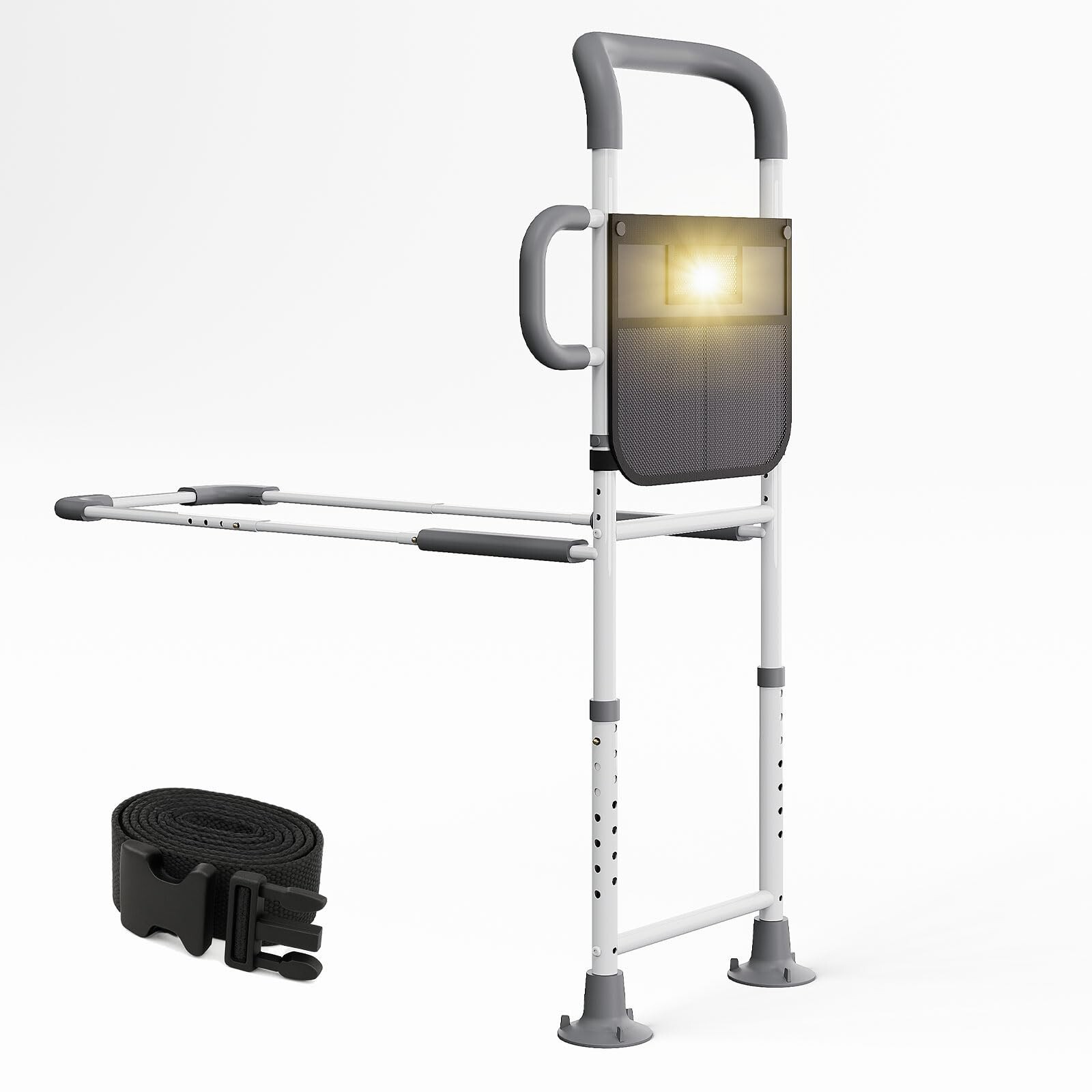 HOMEAL Bed Rails for Elderly Adults Safety Adjustable Bedside Assist Rail Grey