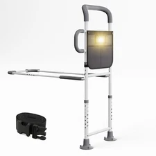 HOMEAL Bed Rails for Elderly Adults Safety Adjustable Bedside Assist Rail Grey