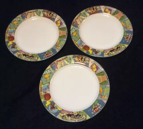 Sakura Tabletrendz by Oneida VINTAGE LABELS Dinner Plates Set of 3