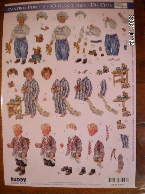 Beautiful Paintbox Poppets Die Cut Decoupage by Reddy Cards.  No 83053  (X31)