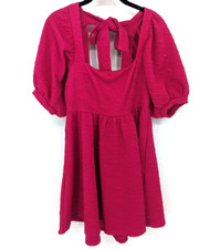 Free People Dress Womens Small Pink Violet Mini Boho Girly Flowy Puff Sleeve