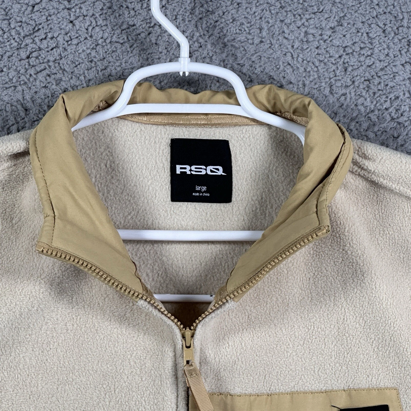 VETEMENTS RSQ Giacca Uomo Taglia Large Beige Pile Full Zip Outdoor Felpa Casual