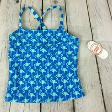 YOUTH GIRLS XS 4-5 WONDER NATION X-BACK FLAMINGO TANKINI SWIMSUIT TOP, BLUE