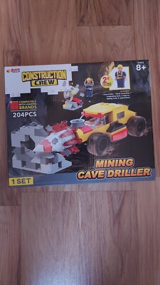 Block Tech Construction Crew Mining Cave Driller Building Set Sealed 204 Pieces 