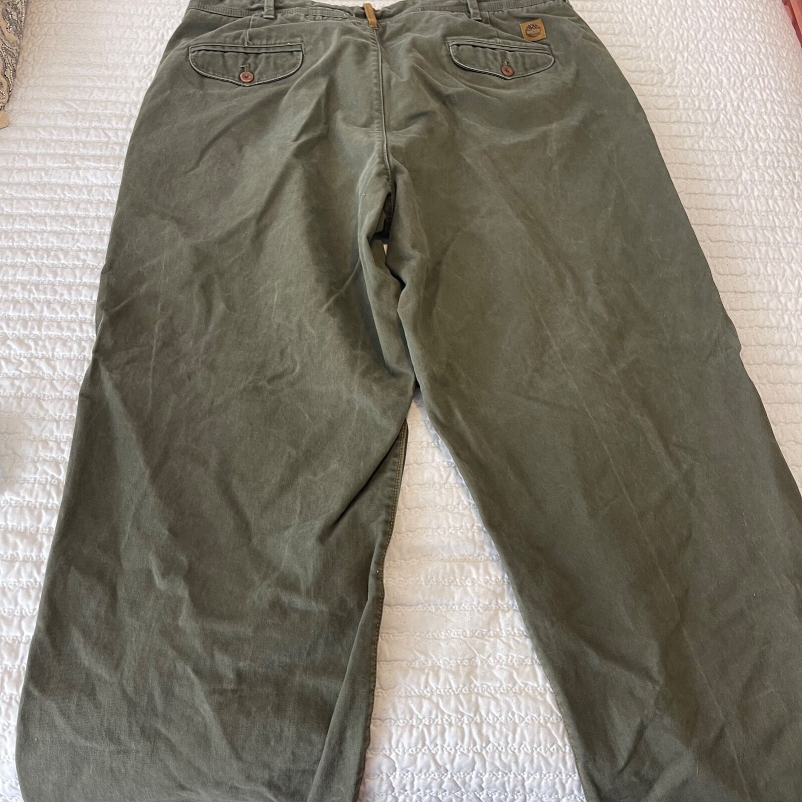 Timberland Men's Pants Olive Green Khaki Chinos 42x30… Gem
