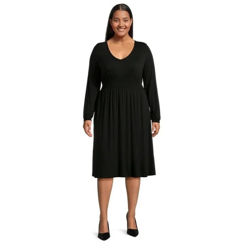 Terra Sky Women s Long Sleeve Smock Waist Dress Black Plus Size 1X terra-sky-women-s-long-sleeve-smock-waist-dress-black-plus-size-1x