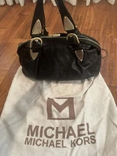michael by michael kors black leather handbag