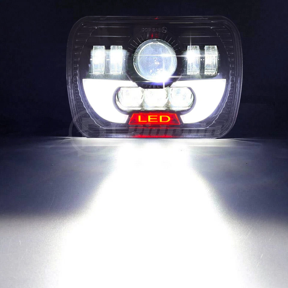 Хромированная светодиодная фара для Volkswagen Rabbit 1979-1984 7x6 дюймов дневной ходовой сигнал поворота - Изображение 4 из 4