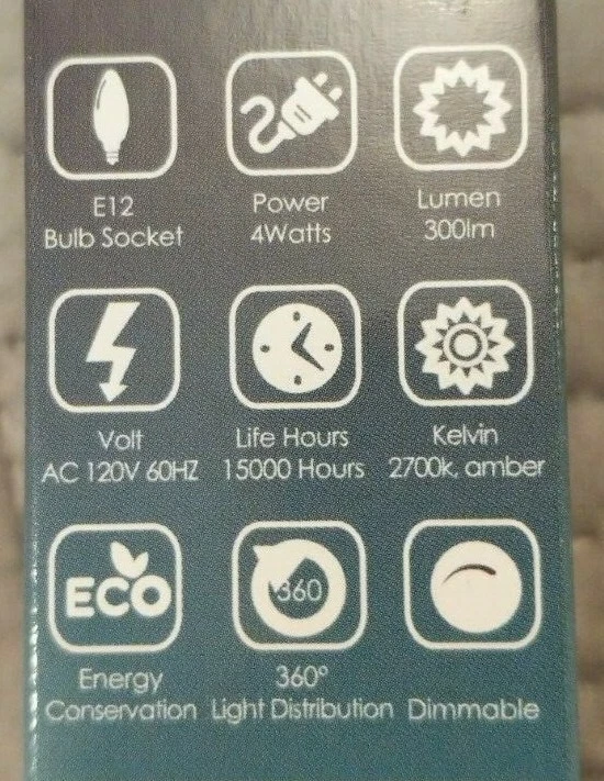 LED Filament 25W Candelabra Dimmable Bulb. 2700k Warm Color. Uses Only 4W. E12 - Image 3 of 4